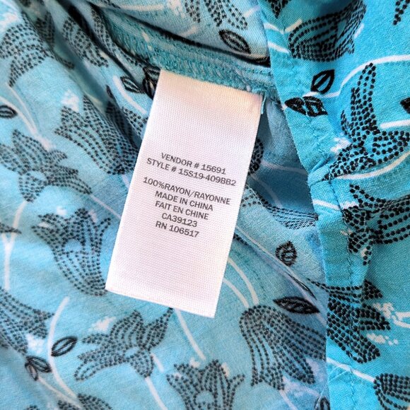 Northern Reflections Blue Floral Button-Up Sleeveless Blouse [XL] - Picture 7 of 7